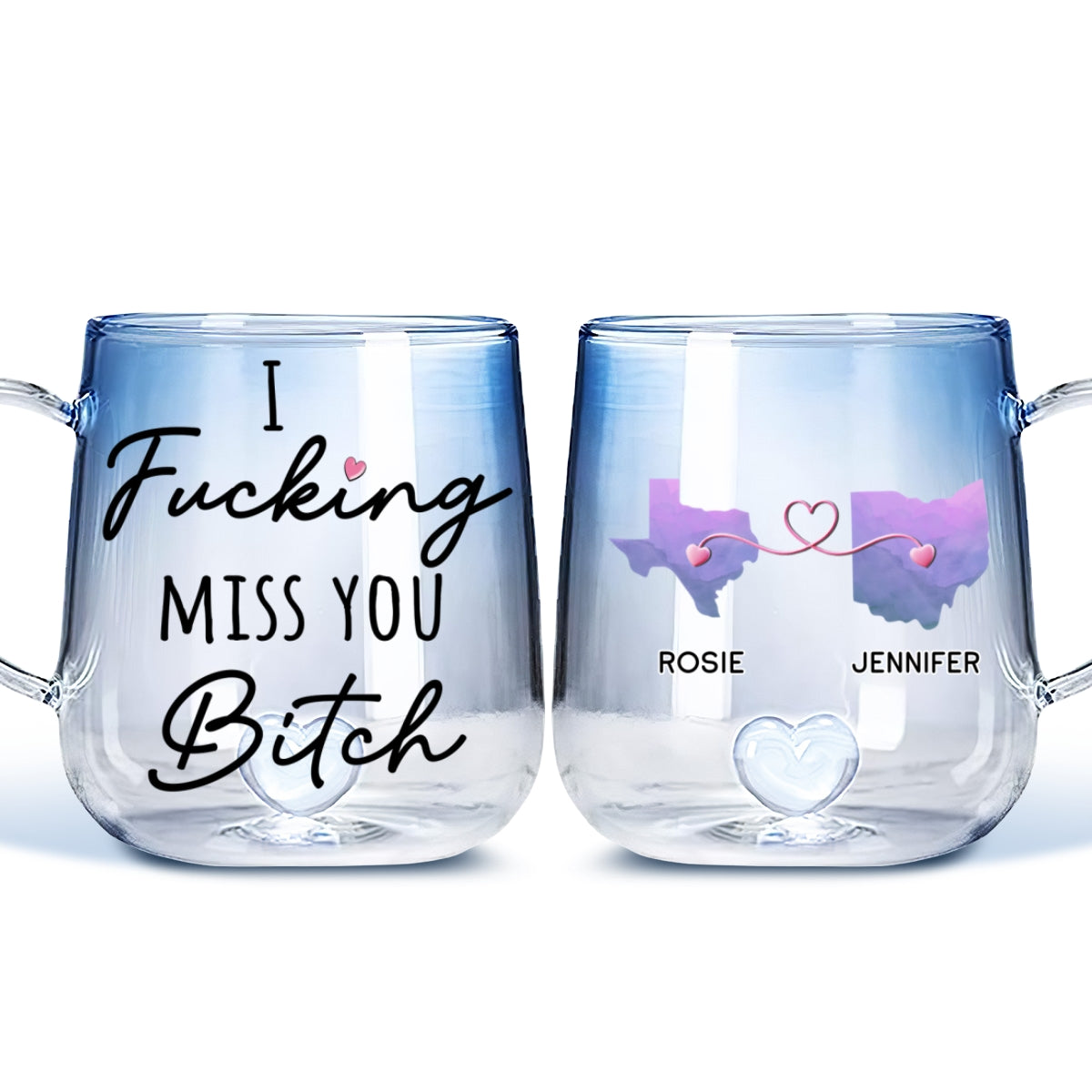 I Really Miss You Besties - Personalized Custom Blue Gradient Glass Mug