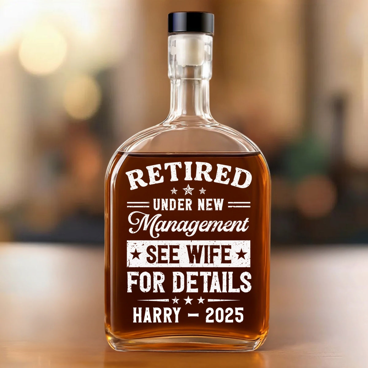 Under New Management - Personalized Custom Spirits Decanter