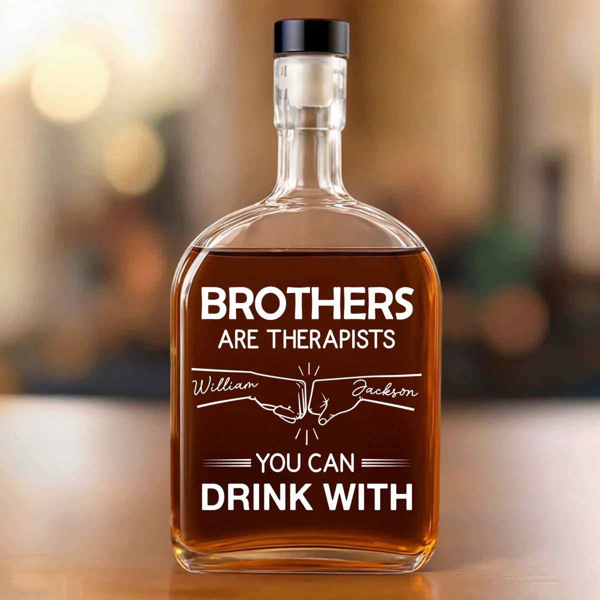 My Brother Knows My Cure - Personalized Custom Spirits Decanter