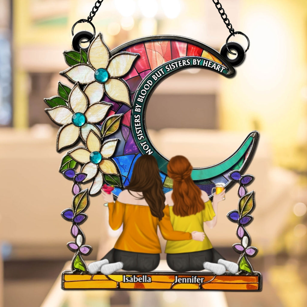 Our Hearts Made Us Sisters - Personalized Custom Suncatcher