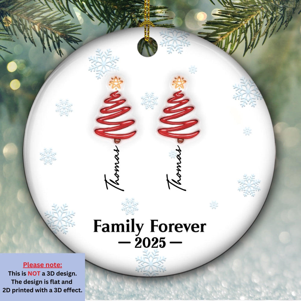 Family Christmas Tree Names Ver 2 - Personalized Custom 3D Inflated Effect Ceramic Ornament