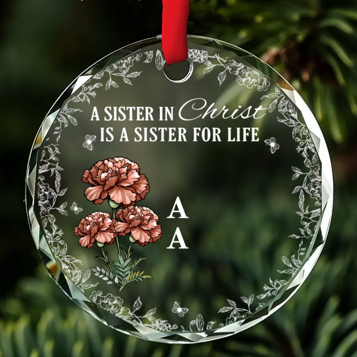 Sisterhood Rooted Deep In Faith - Personalized Custom Glass Ornament