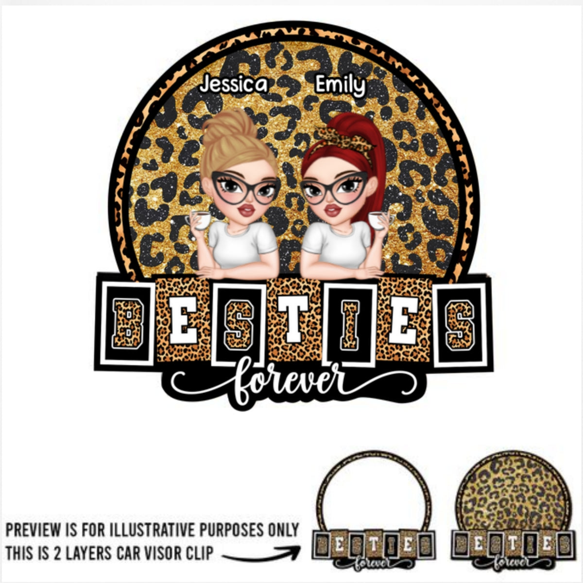 Thank You For Being My Besties - Personalized Custom Car Visor Clip