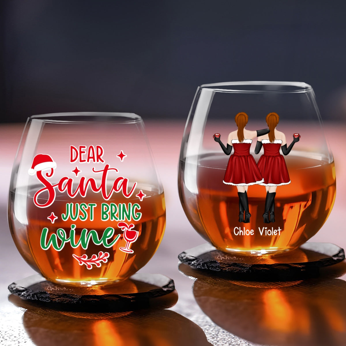 Christmas Besties - Personalized Custom Wine Glass