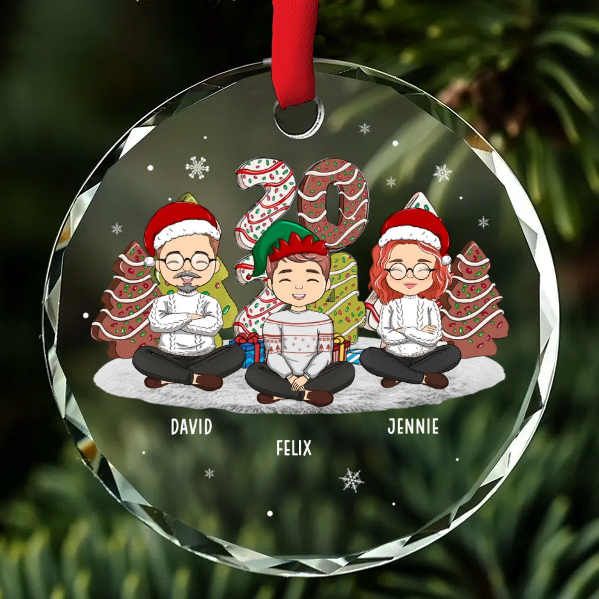 Family Cake - Personalized Custom Glass Ornament
