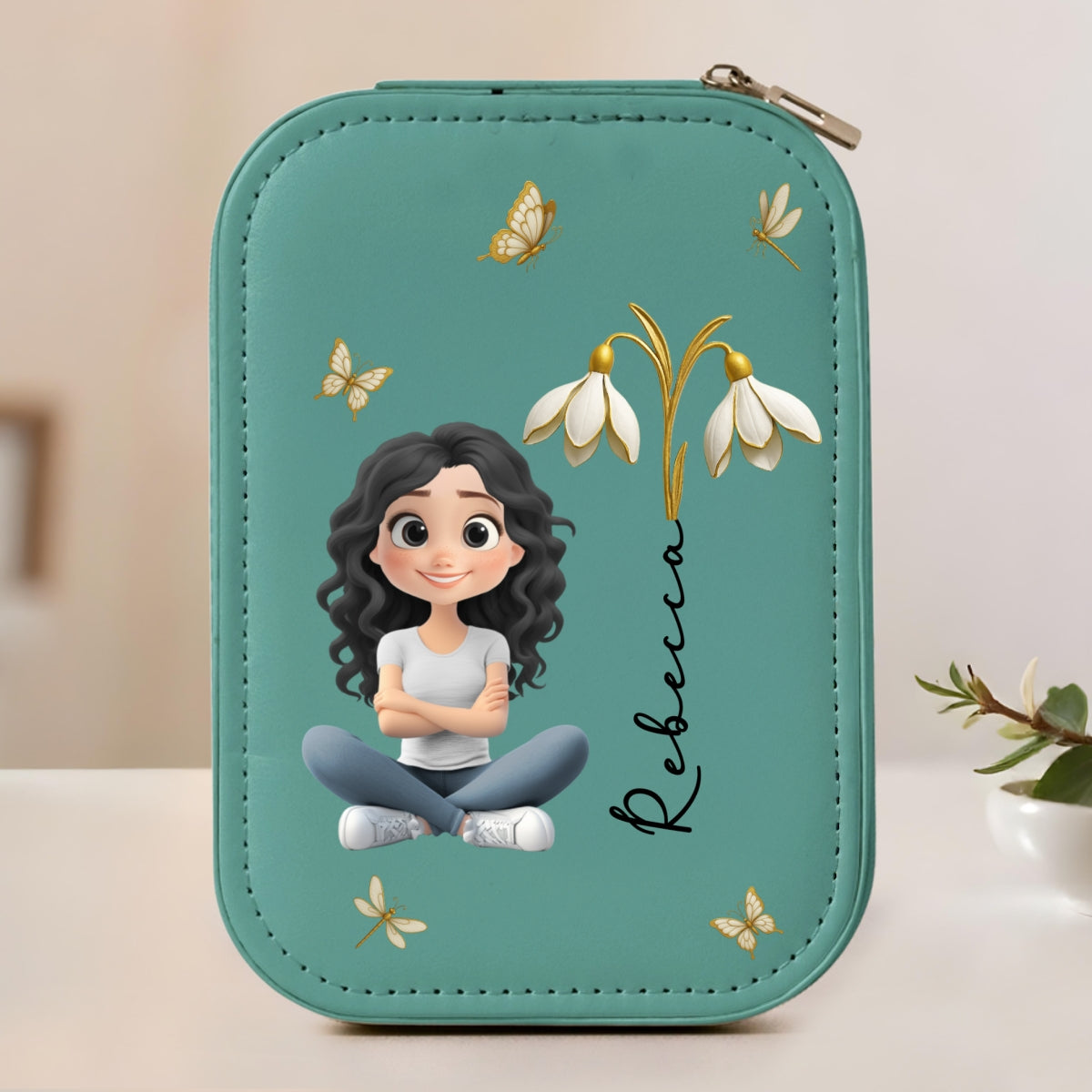 Floral Soul - Personalized Custom Jewelry Box With LED Mirror