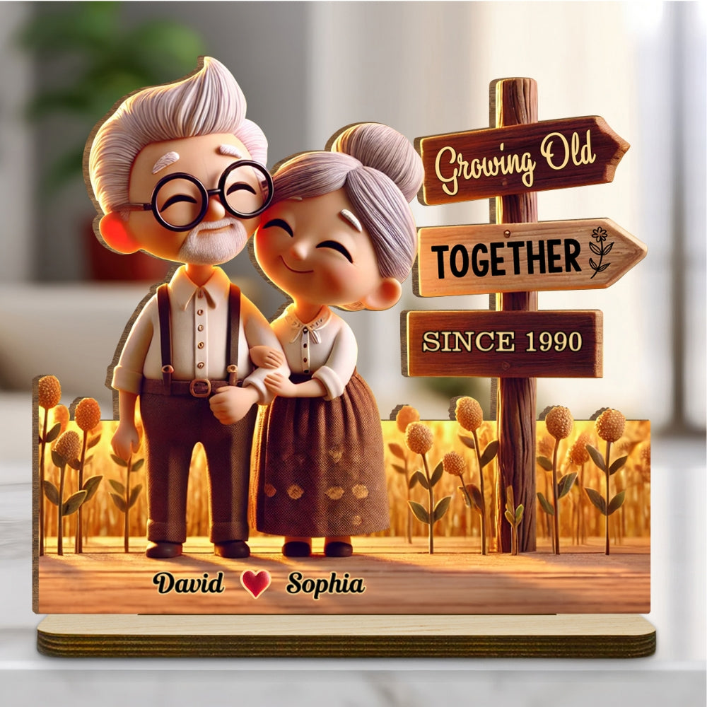 Timeless Love - Personalized Custom 2-Layer Wood Plaque With Flat Base