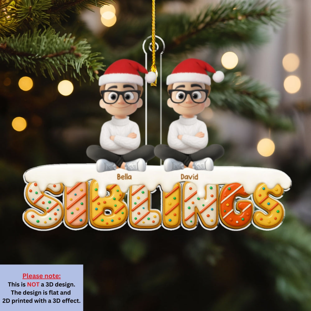 Siblings Forever Version 2 - Personalized Custom Acrylic Ornament