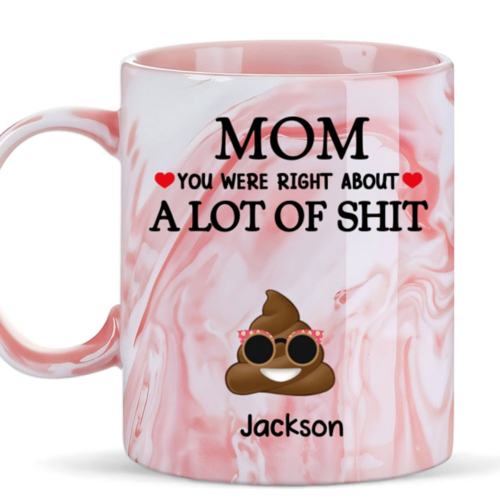 Little Shits Of Mom - Personalized Custom Pink Marble Mug