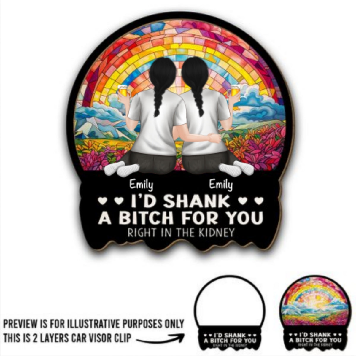 Right In The Kidney - Personalized Custom Car Visor Clip