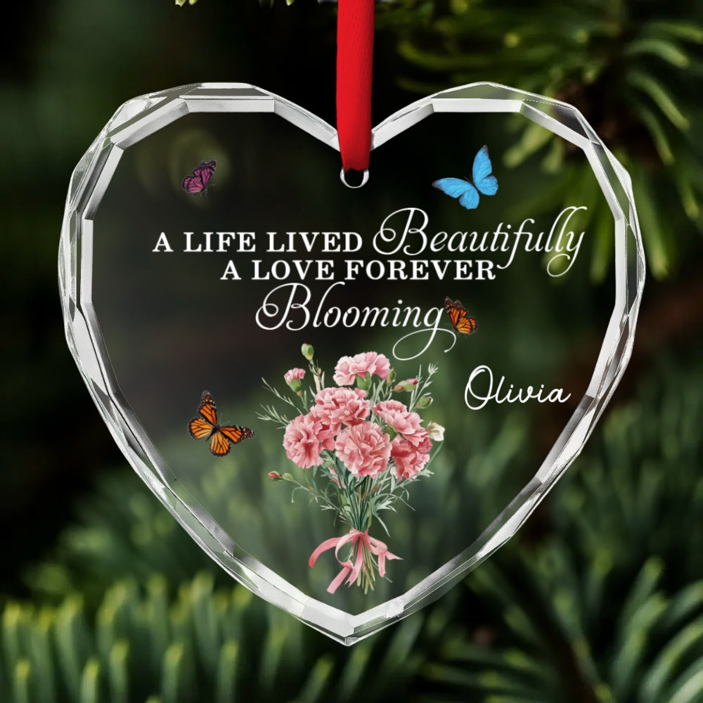 Your Memory Will Forever Bloom - Personalized Custom Glass Ornament