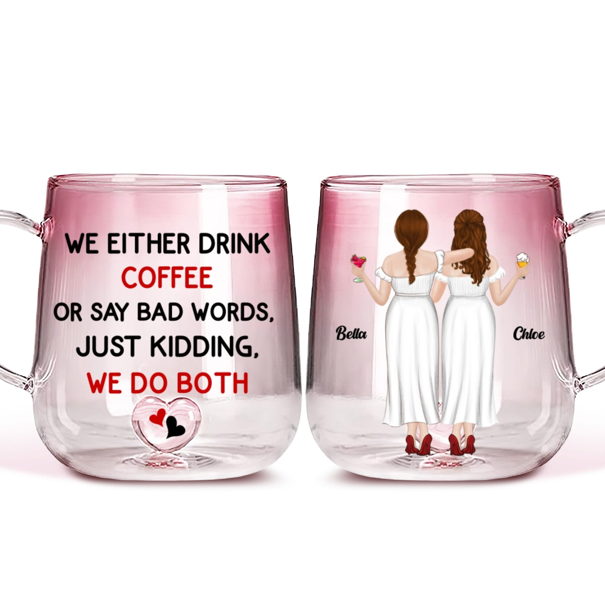 Life Is Better With Coffee - Personalized Custom Pink Gradient Glass Mug