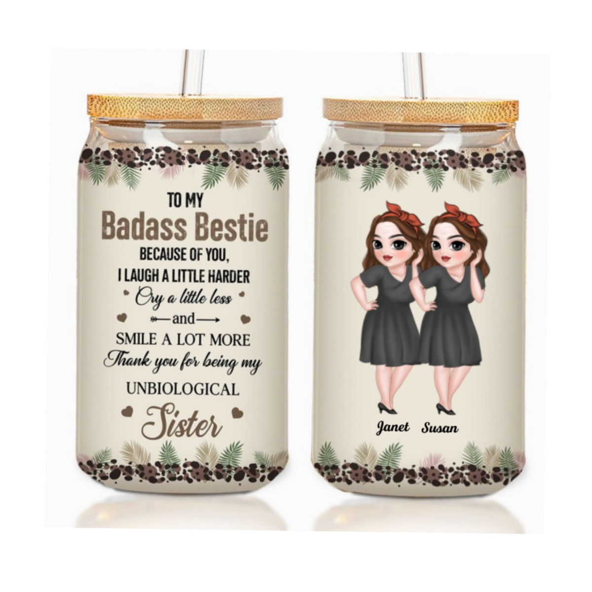 Thank You My Badass Bestie - Personalized Custom Glass Can