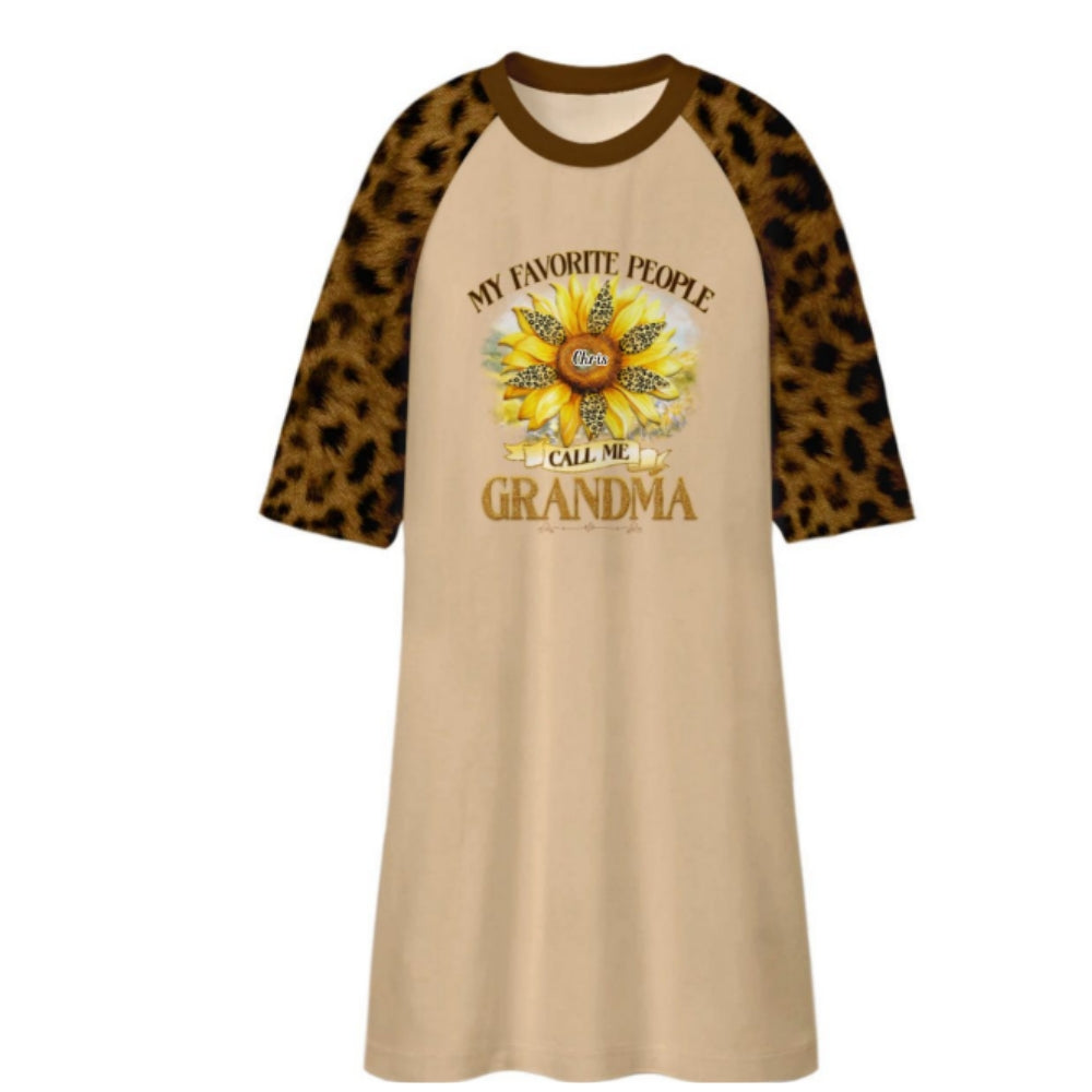 My Favorite People Call Me Grandma - Personalized 3/4 Sleeve Dress