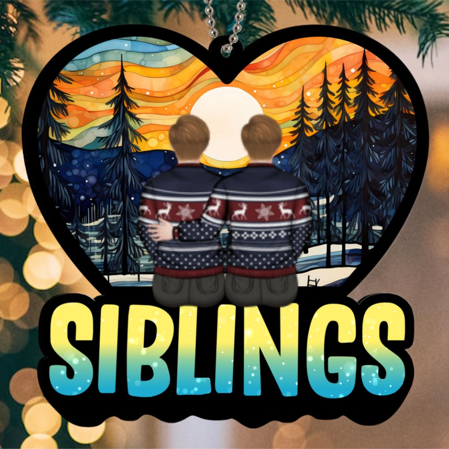 Siblings Together - Personalized Custom Suncatcher Ornament