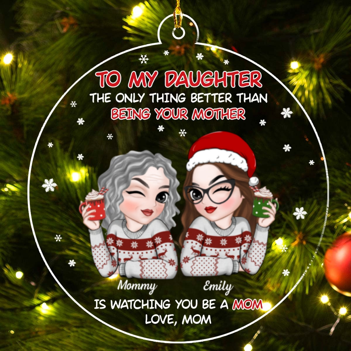 Watching You Be A Mom - Personalized Custom Acrylic Ornament