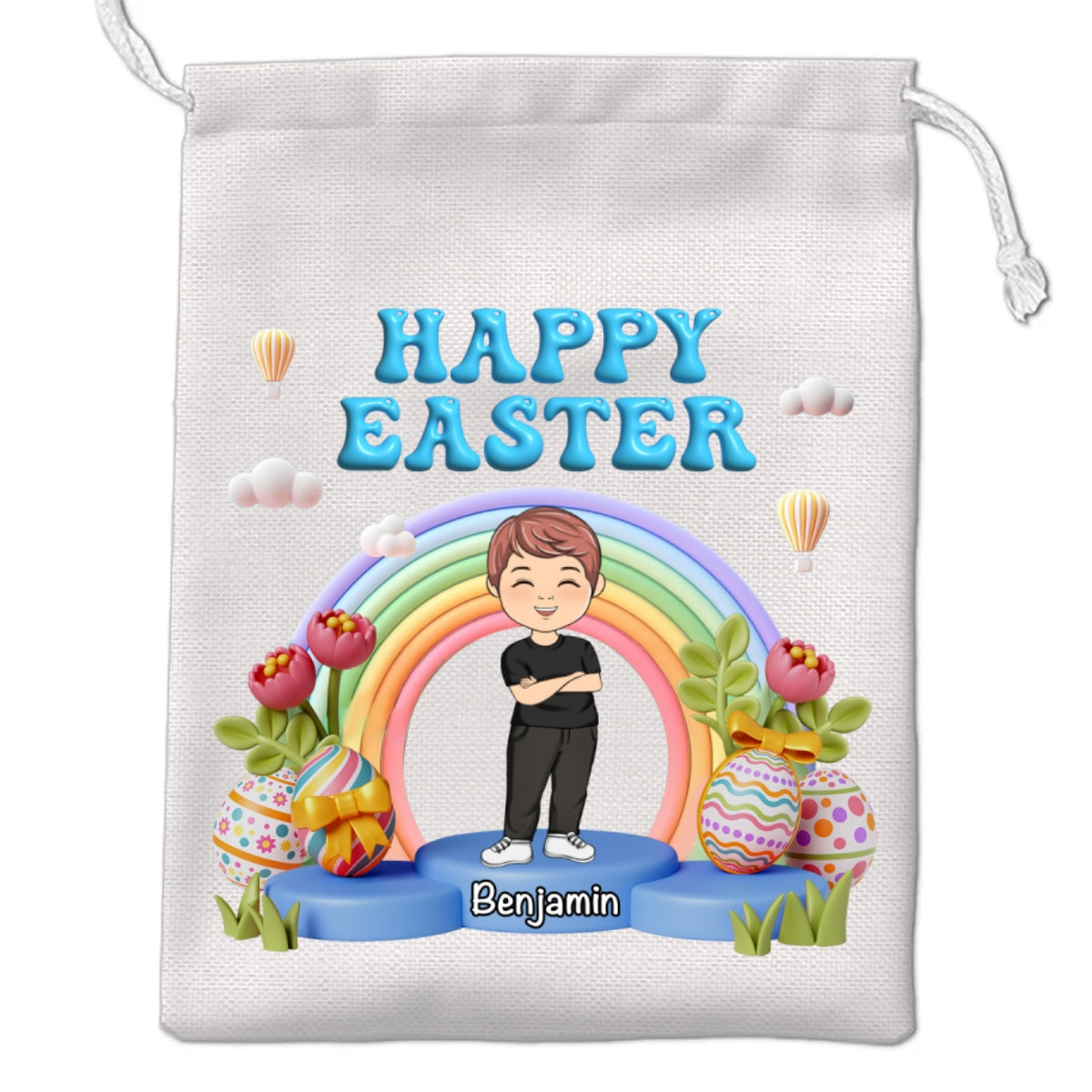 Happy Easter Rainbow - Personalized Custom Favor Bag
