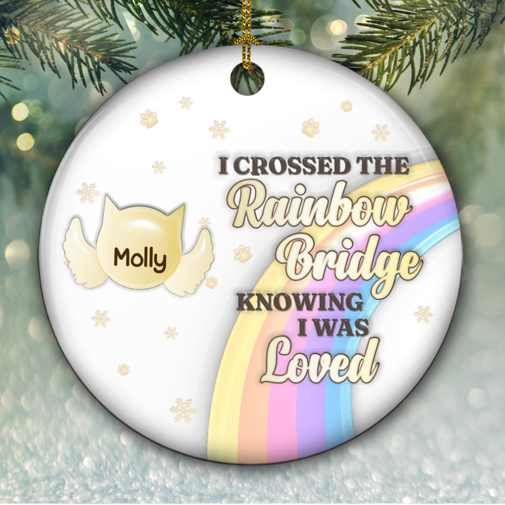 Crossed The Rainbow Bridge - Personalized Custom 3D Inflated Effect Ceramic Ornament