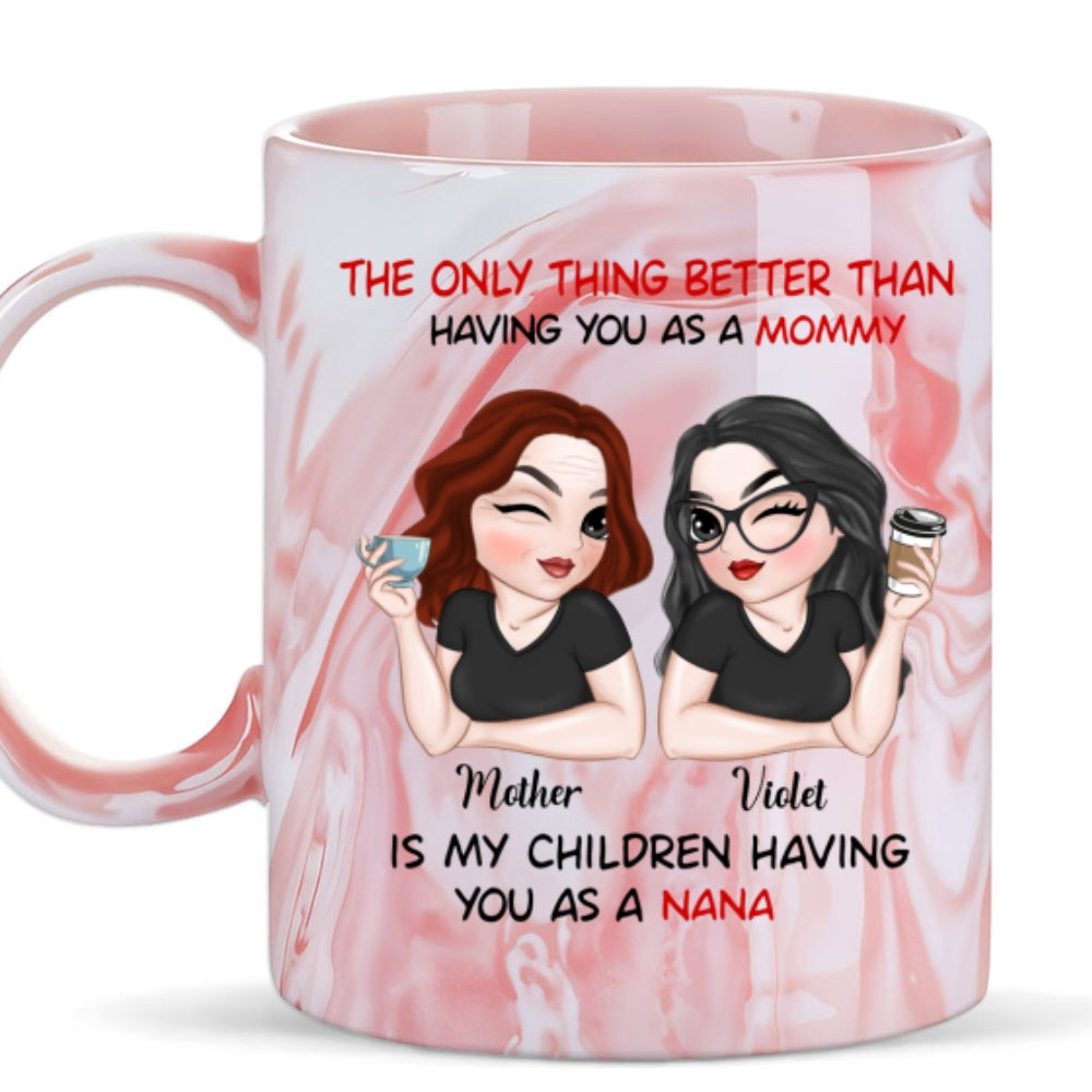 Lovely Nana - Personalized Custom Pink Marble Mug