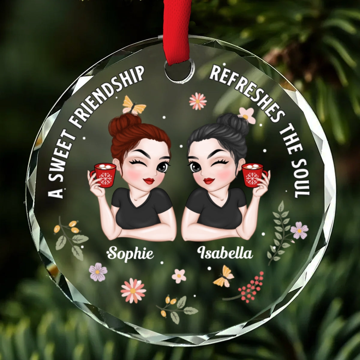 Sweety Friendship - Personalized Custom Glass Ornament