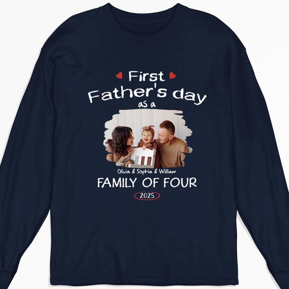 First Year As A Family Of Three Photo - Personalized Custom Shirt