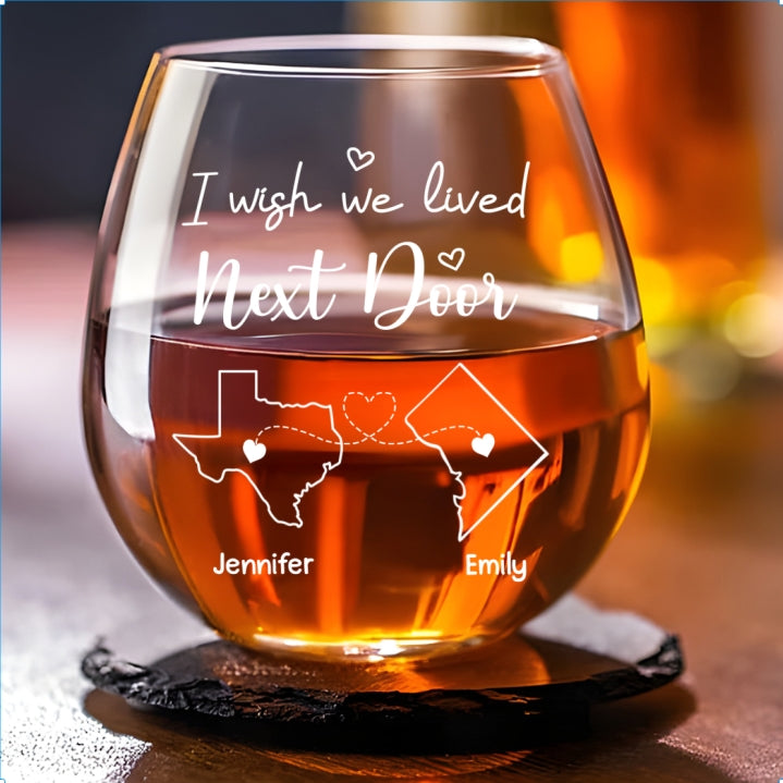 Wish You Were Here - Personalized Custom Wine Glass