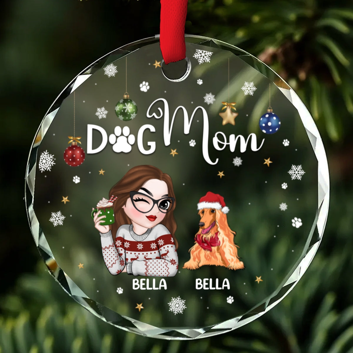 Fur Mom - Personalized Custom Glass Ornament