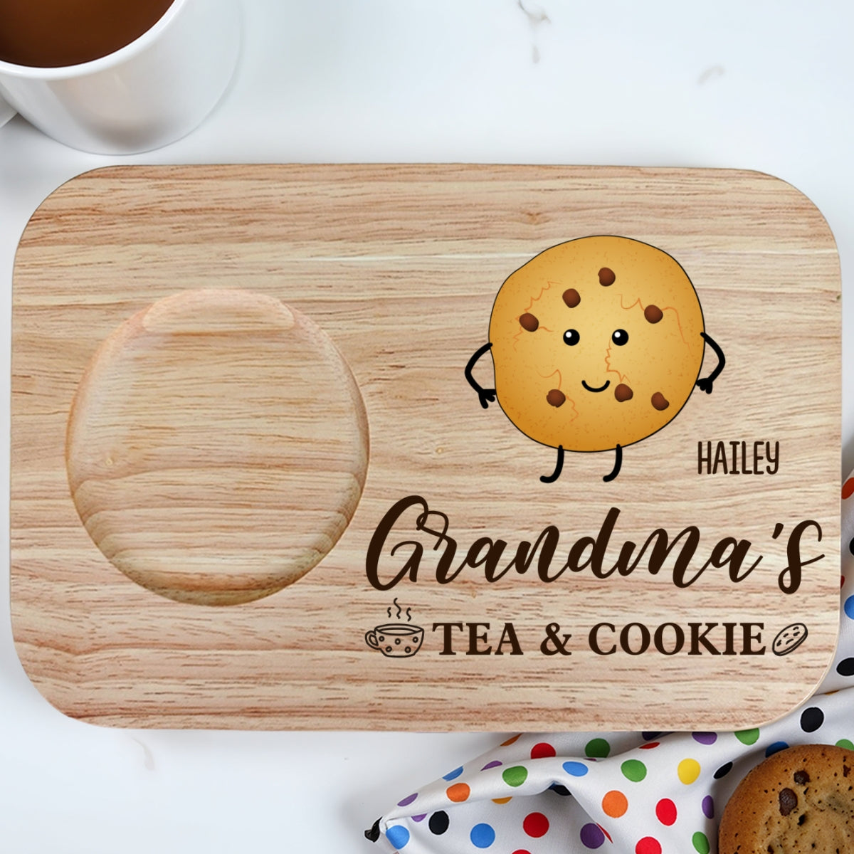 Grandma's Tea And Biscuits - Personalized Custom Wooden Treat Board