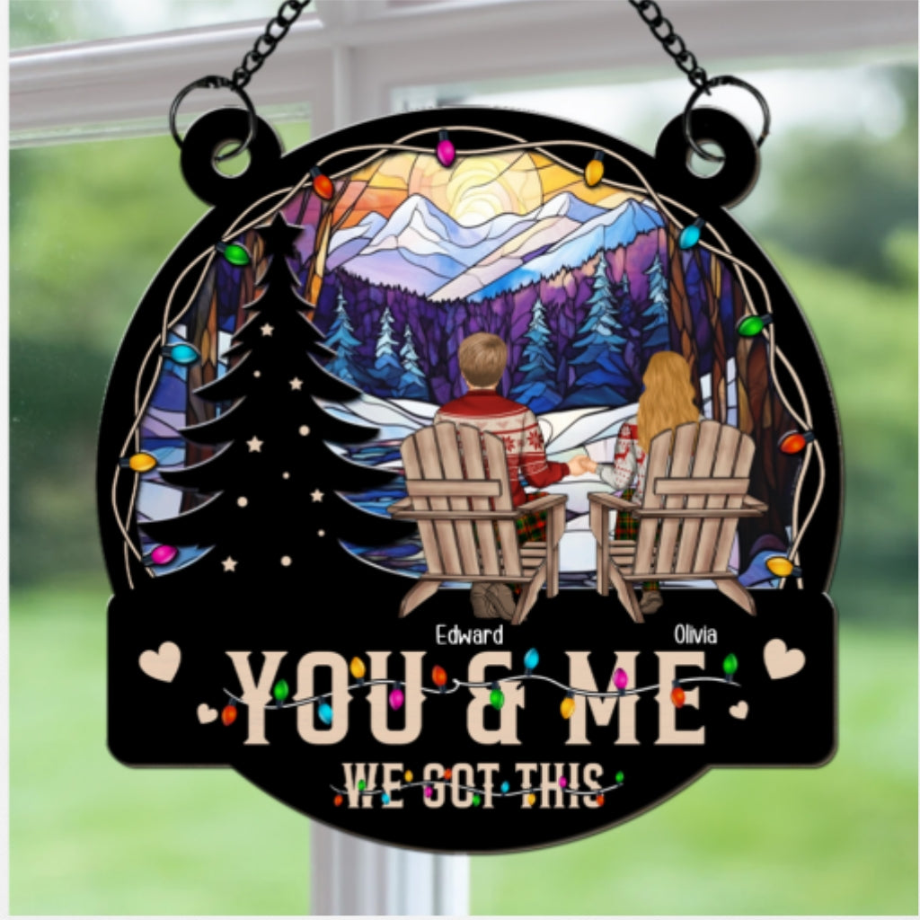 You And Me And Merry Christmas - Personalized Custom Suncatcher