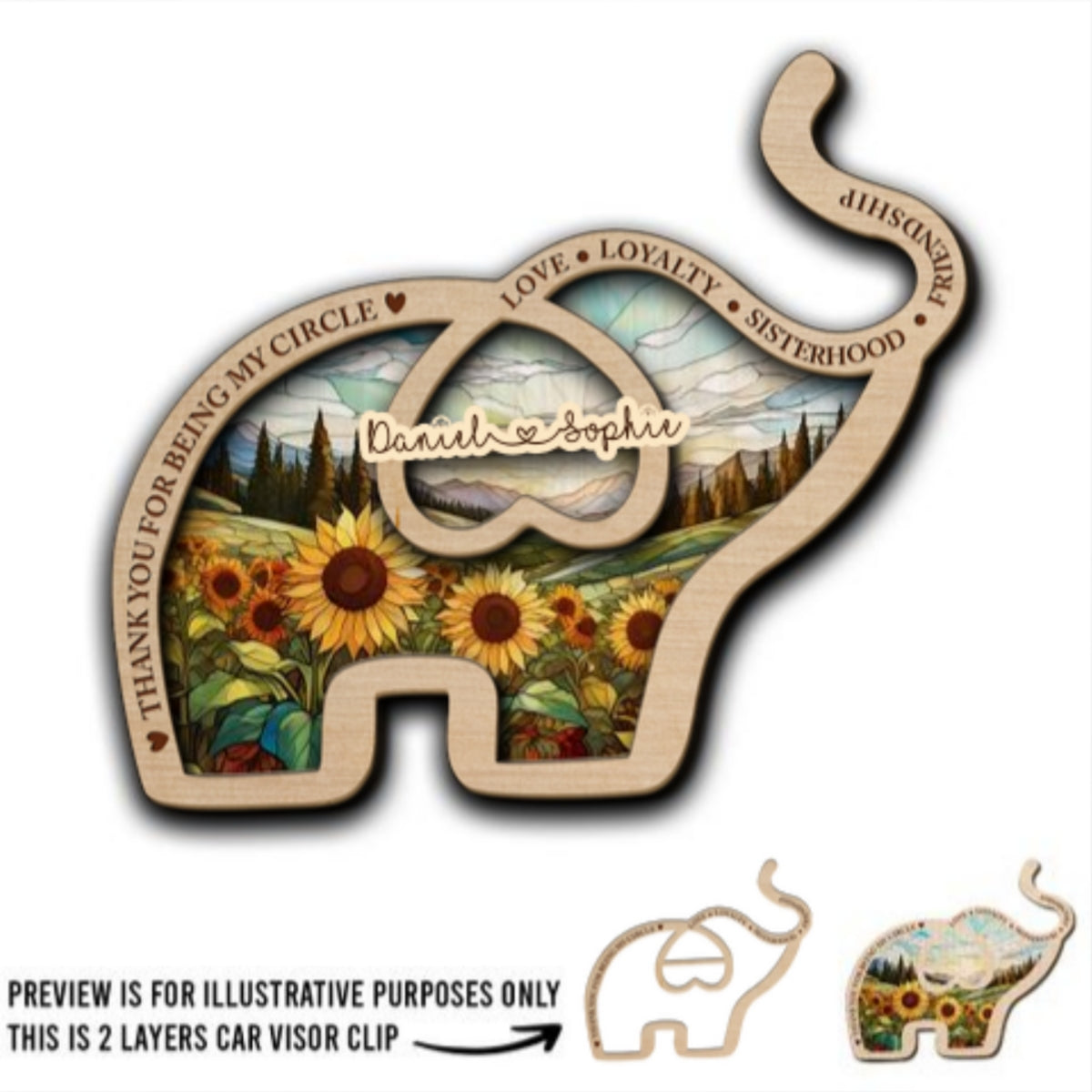 Thank For Being My Elephant - Personalized Custom Car Visor Clip