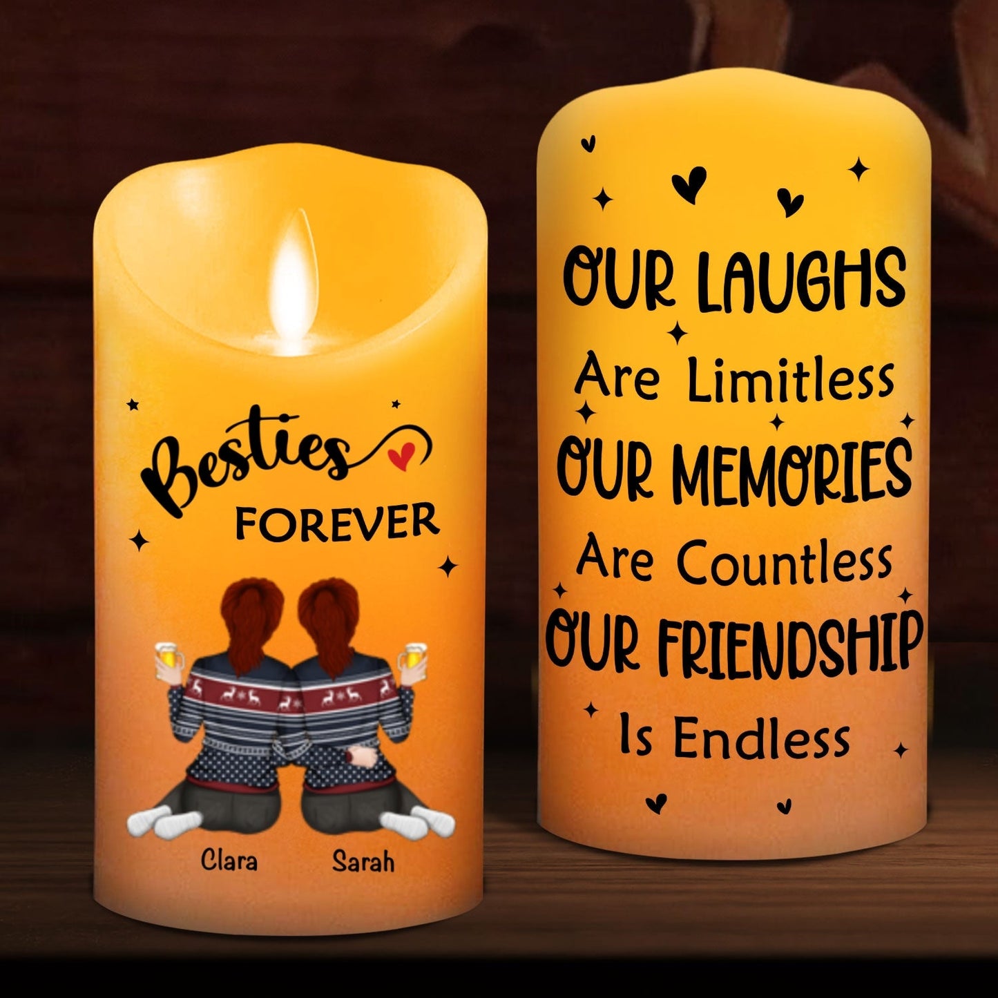 Our Friendship Is Endless - Personalized Custom LED Candle