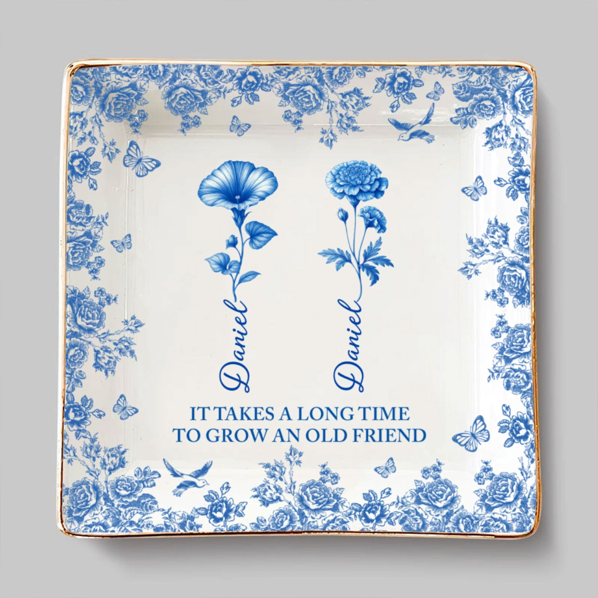 Old Friend Bloom - Personalized Custom Jewelry Dish
