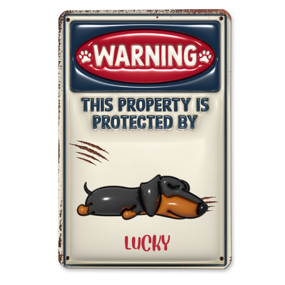 Property Is Protected By - Personalized Custom 3D Inflated Effect Metal Sign