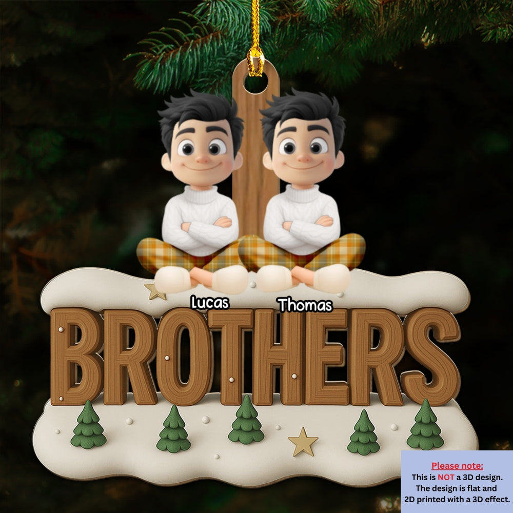 Brothers Now Onwards - Personalized Custom 3D Effect Wood Ornament