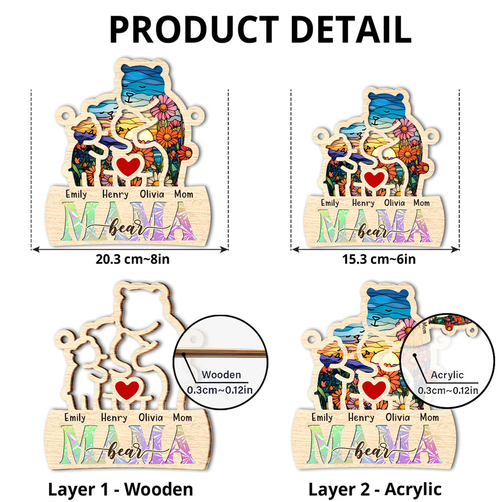 Mama Bear We Love You - Personalized Custom Suncatcher