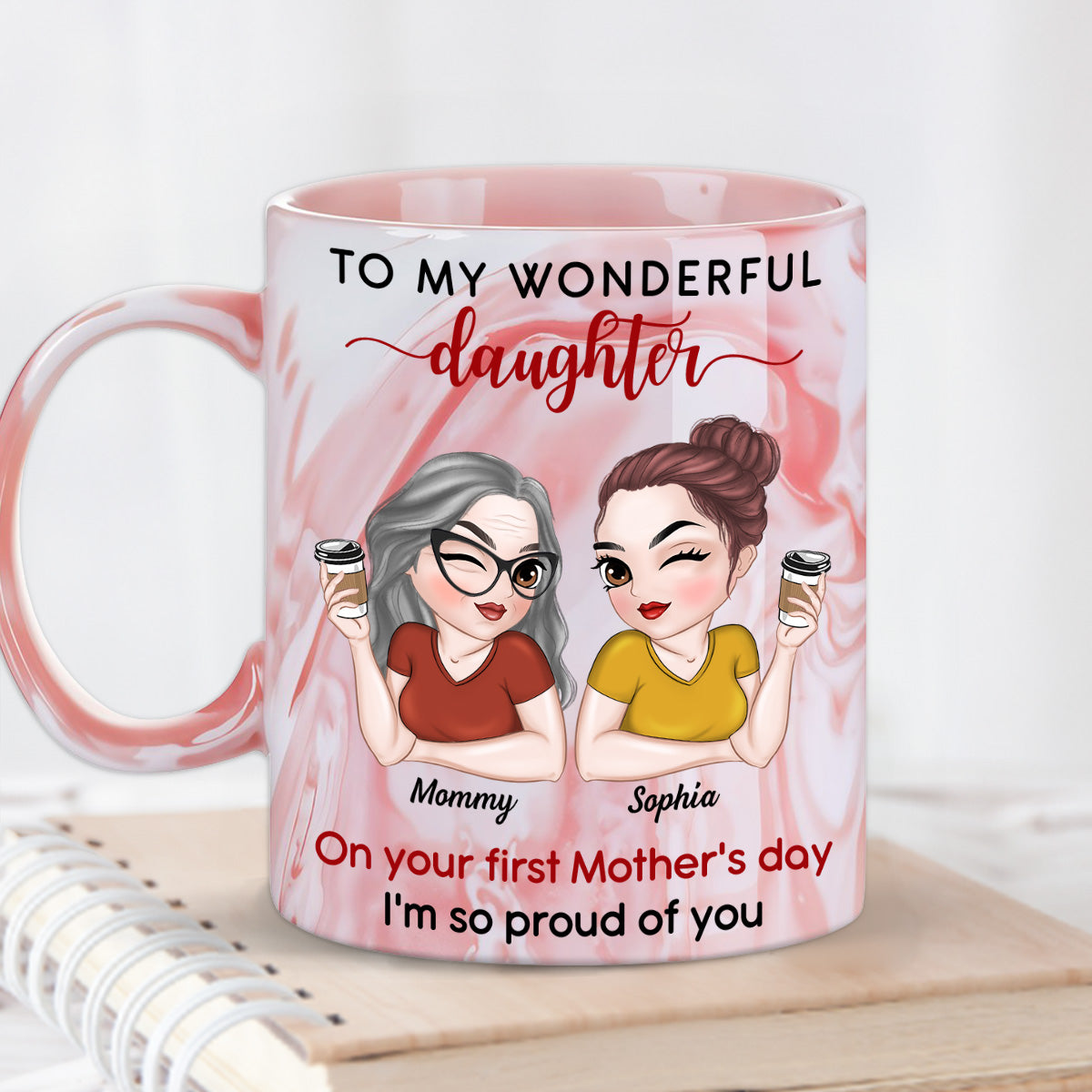 To My Amazing Daughter - Personalized Custom Pink Marble Mug
