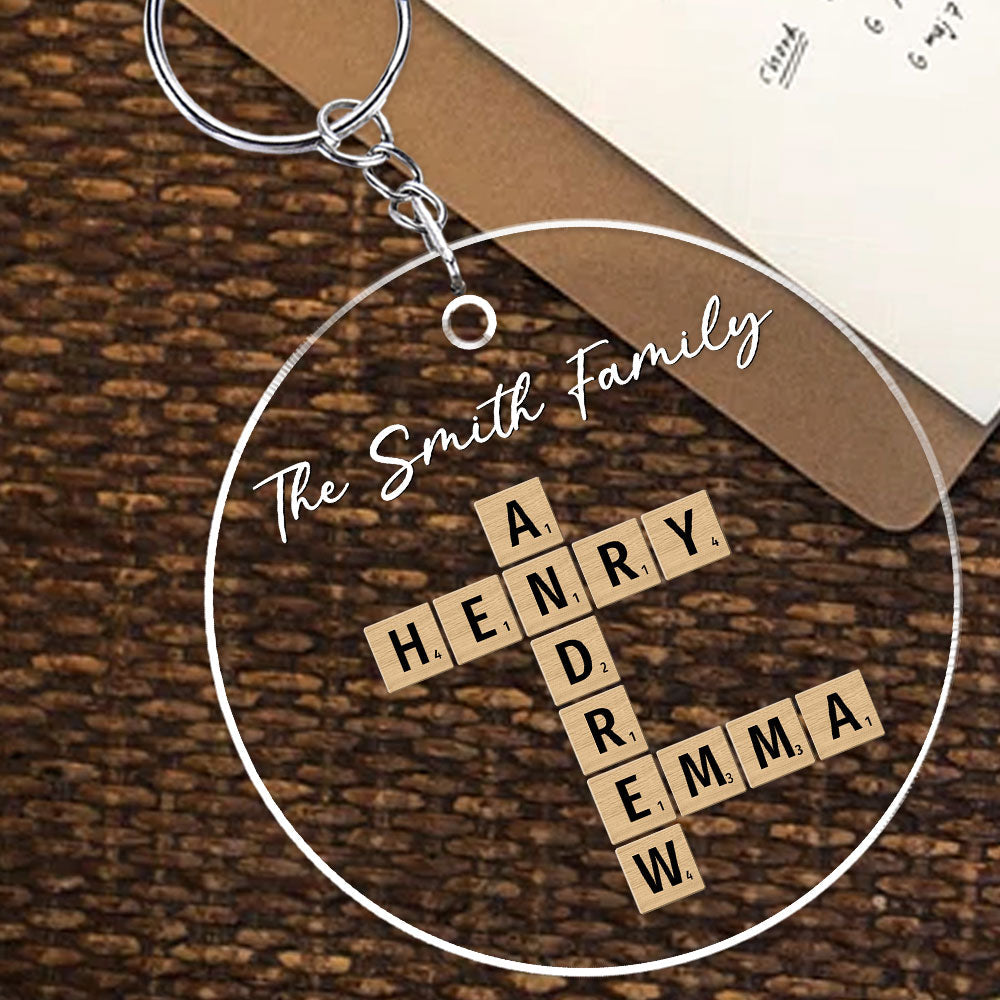 Family Besties Coworker Crossword Art  - Personalized Custom Acrylic Keychain
