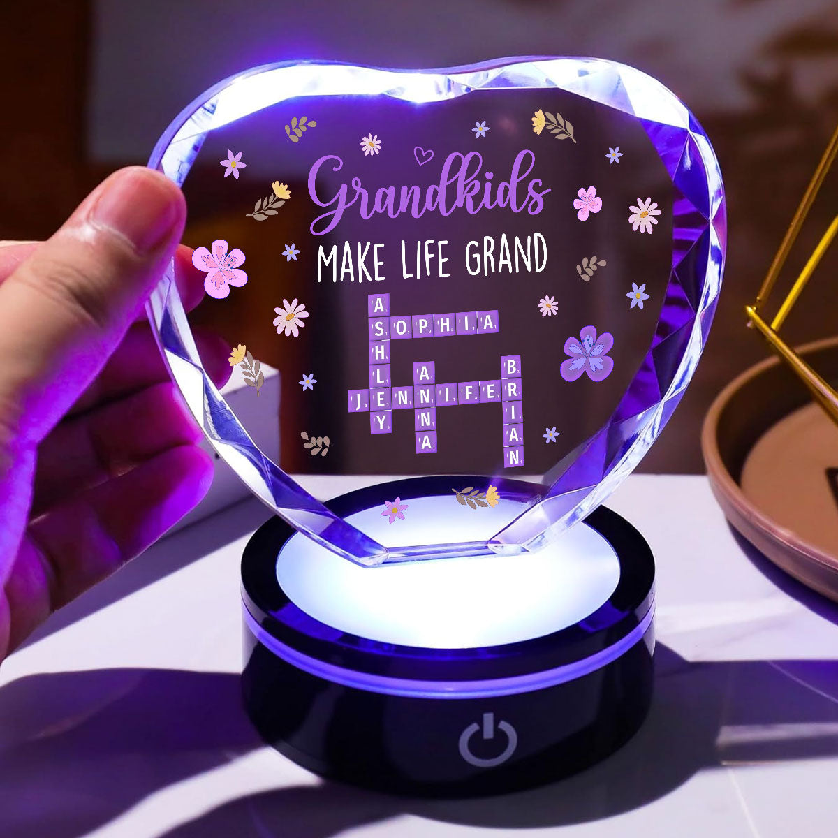 Grandkids Make Life Grand Crossword - Personalized Custom Crystal Led Light