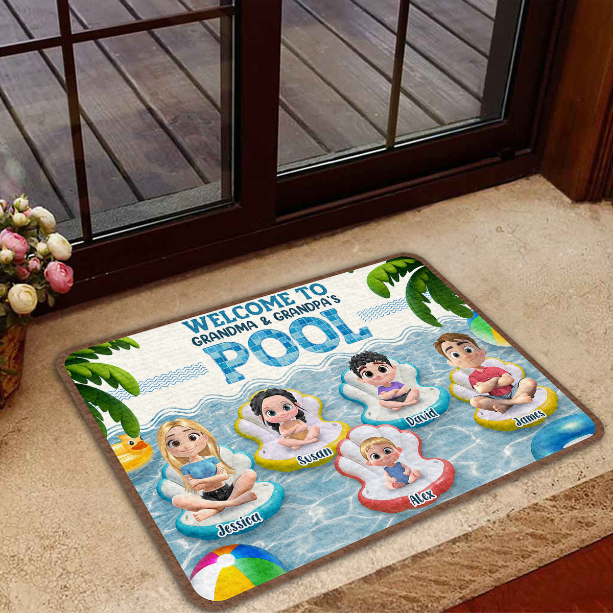Better At Grandma Pool - Personalized Custom Doormat