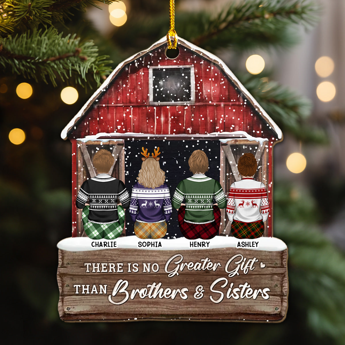 The Greatest Gift Is Family - Personalized Custom Wood Ornament