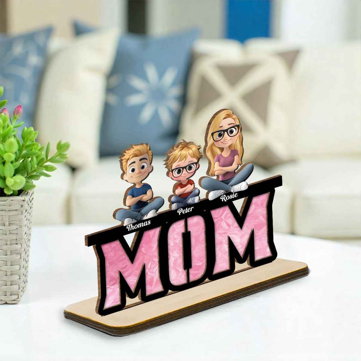 Our Mother, Our Sunshine - Personalized Custom 2-Layer Wood Plaque With Flat Base