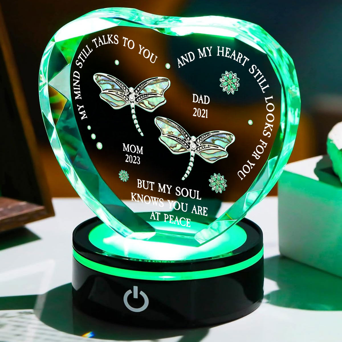 Dragonfly My Mind My Heart My Soul - Personalized Custom Crystal Led Light