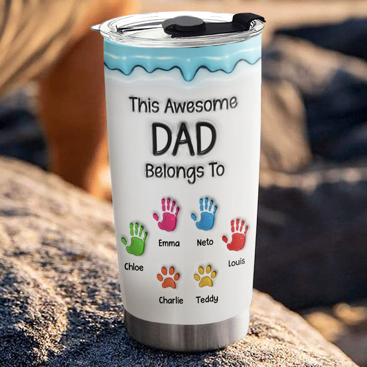 This Awesome Dad Grandpa Belongs To - Personalized Custom 3D Inflated Effect Tumbler