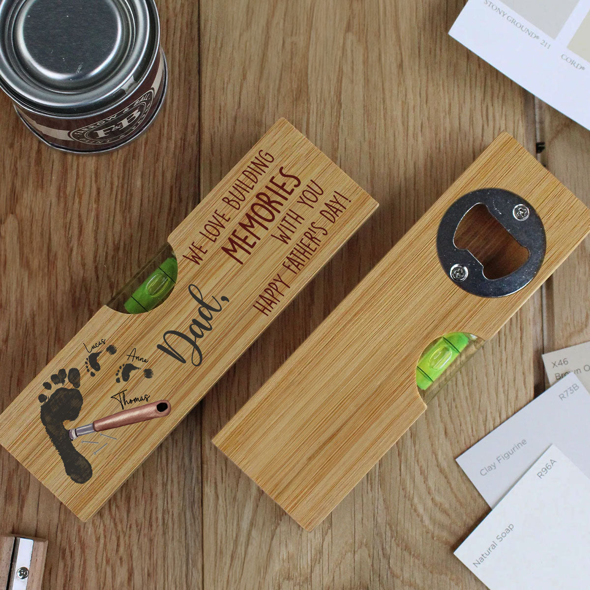 Building Memories With You - Personalized Custom Wooden Spirit Level Bottle Opener