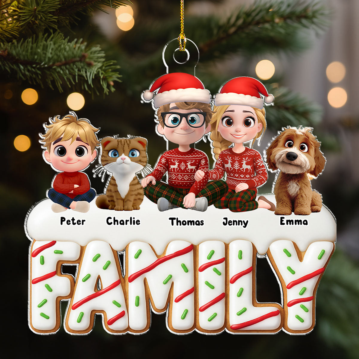 Sweetest Christmas As A Family - Personalized Custom Acrylic Ornament