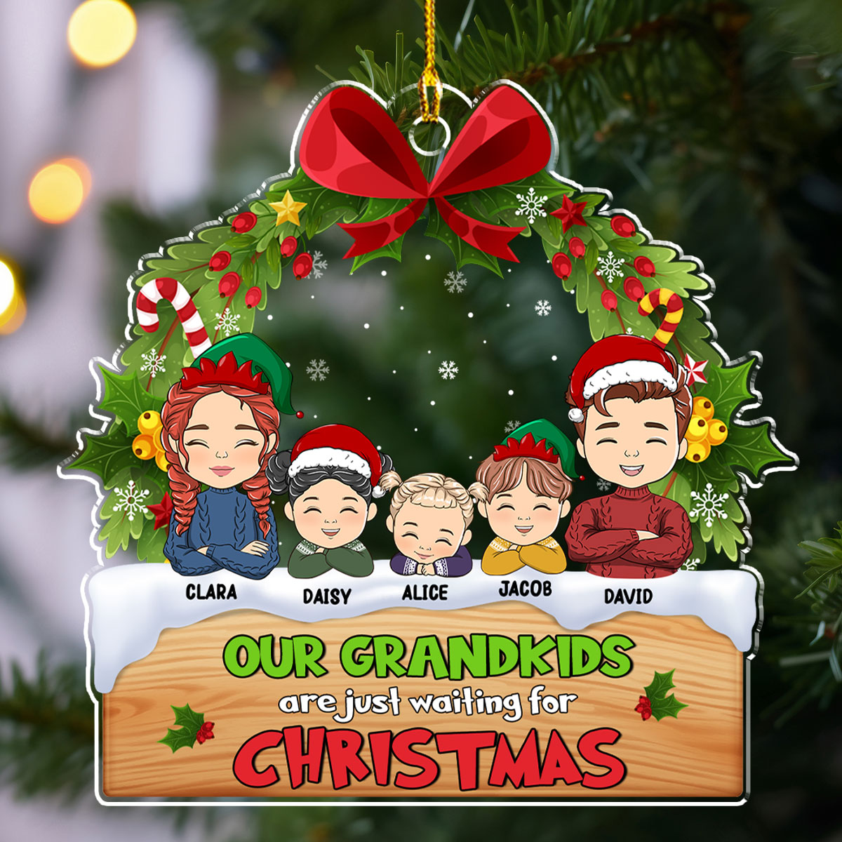 Our Grandkids Are Waiting For Christmas - Personalized Custom Acrylic Ornament