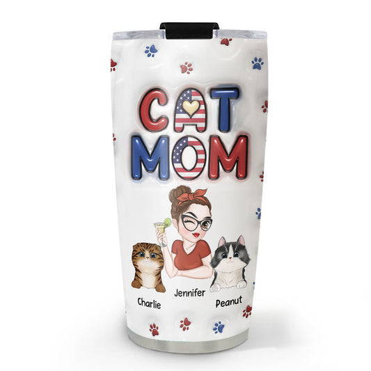 Lovely Cat Mom Version 3 - Personalized Custom 3D Inflated Effect Tumbler