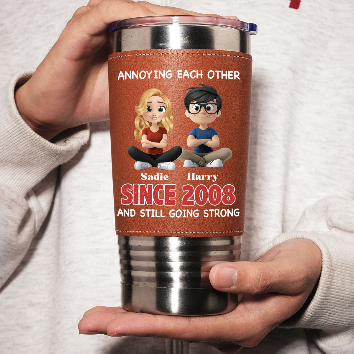 Together Forever - Personalized Custom Leather Tumbler