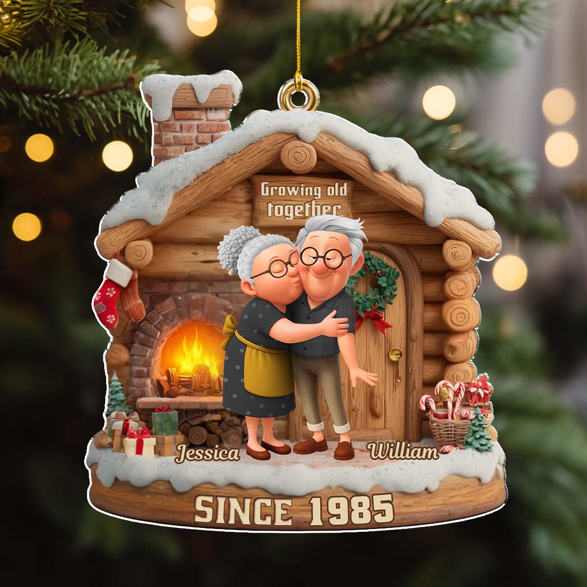 Growing Old Together Christmas - Personalized Custom Acrylic Ornament