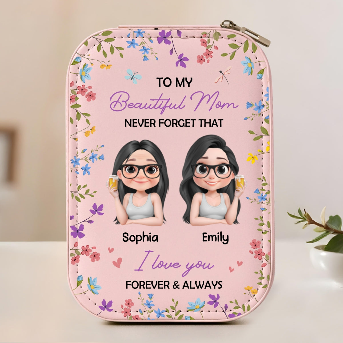 Forever And Always - Personalized Custom Jewelry Box With LED Mirror